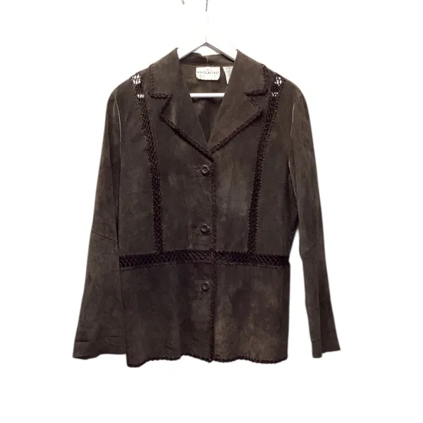 White Stag vintage Brown Boho Westetn leather blazer size Large - Image 2