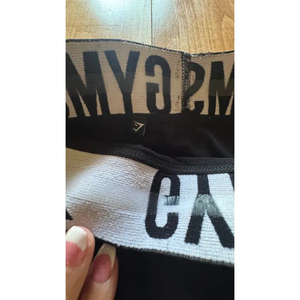 Gymshark Flex Seamless Leggings Black‎ Gray Logo Waistband Mid Rise Womens Small - Image 2