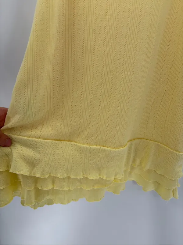 Edikted Yellow bohemian girly Ruffled Slip Dress with Pink Rose Accent size xs - Image 9