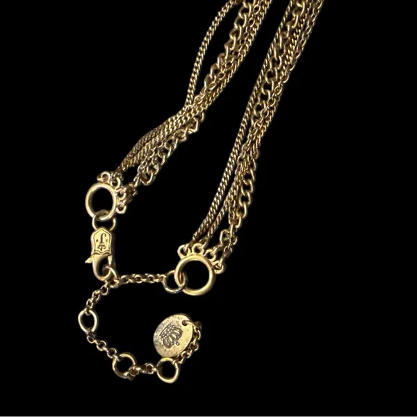 vintage juicy couture, antique gold CZ heart crown neck necklace multilayer - Image 2
