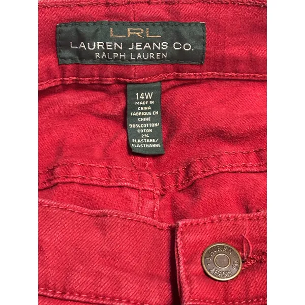 Lauren Jeans Co Ralph Lauren 14W Red Burgundy Straight Leg Stretch Jeans - Image 7