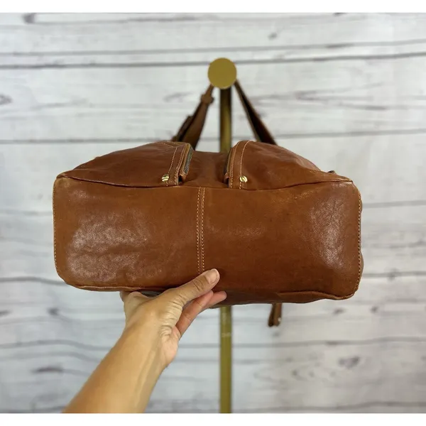 Chocolat Blu Brown Leather Hobo Shoulder Bag Multi Pocket Zip Boho Satchel Purse - Image 4