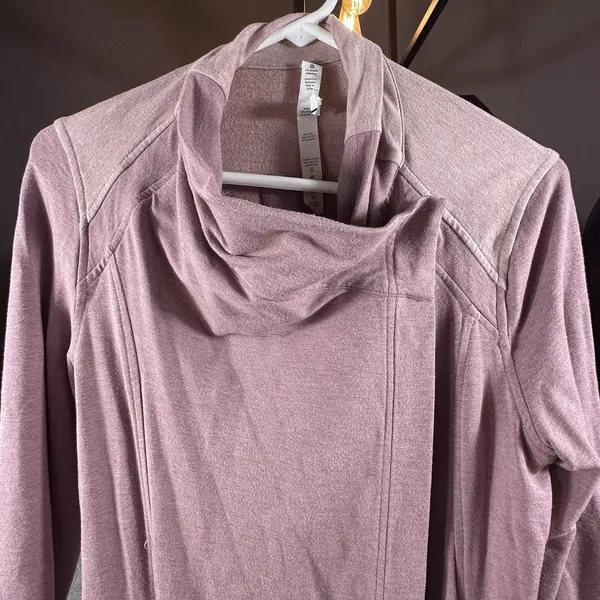 Lululemon Coast Wrap Heathered Mod Rose 8 Funnel Neck Jacket Button Cocoon - Image 15