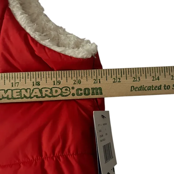 NBA Bulls Red Puffer Sherpa Vest Reversible‎ Womens Large Full Zip Sleeveless - Image 7