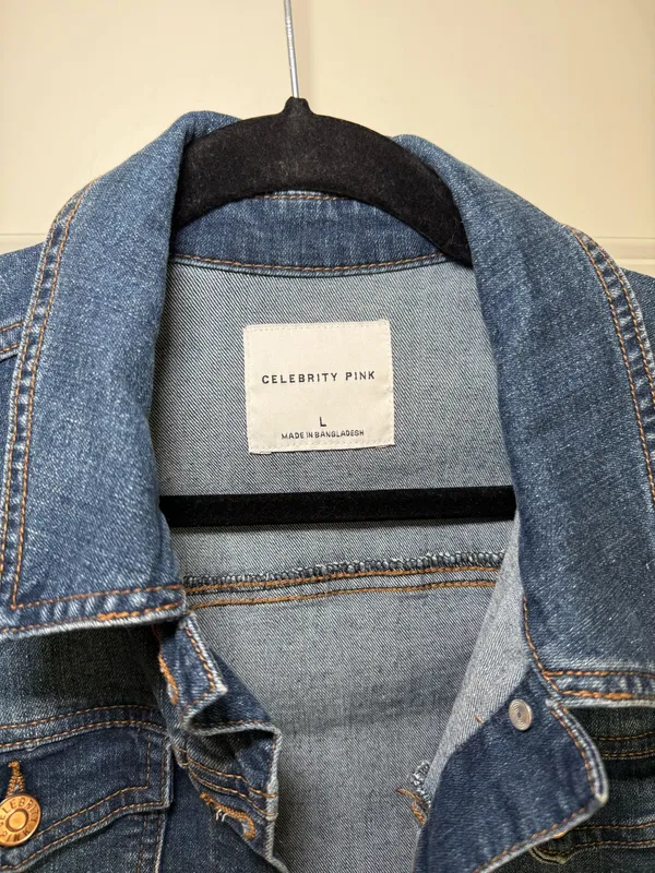 Celebrity Pink Dark Blue Jean Jacket Size Large - Image 2