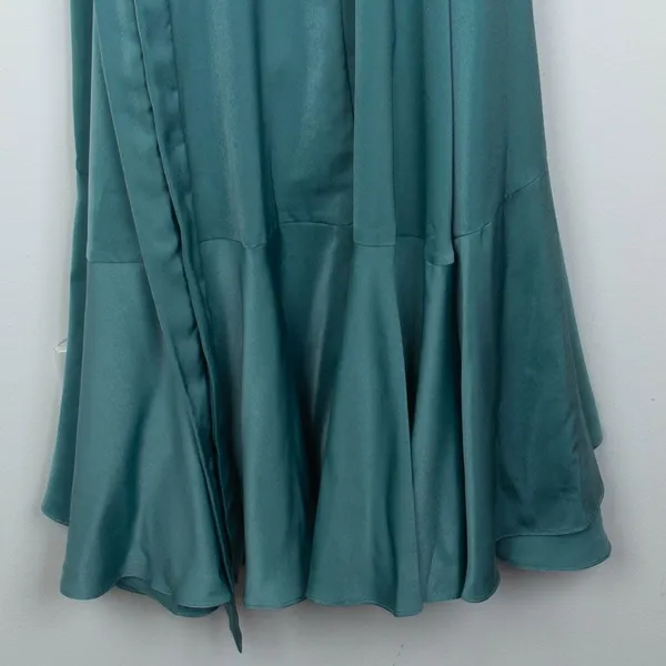 NWT Lulus Double Darling Sage Green Satin‎ Ruffle Maxi Dress Womens XL Evening - Image 13