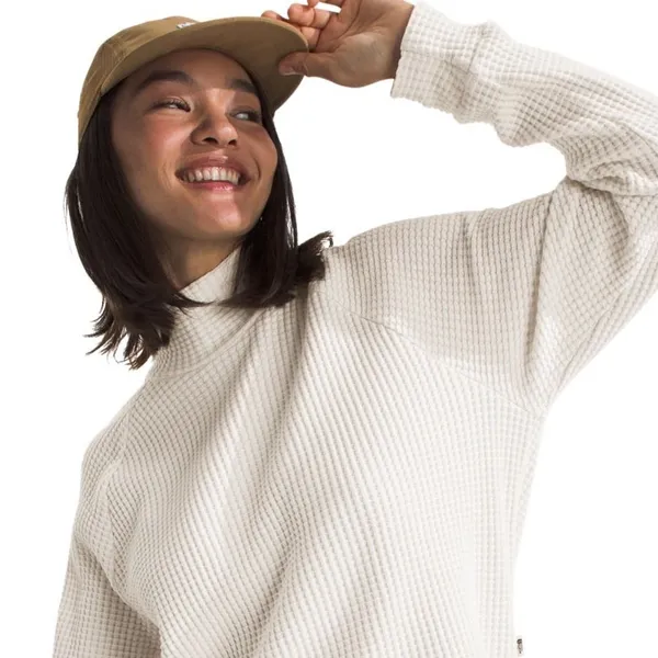 The North Face Mock Neck Chabot Waffle Knit Pullover Women's Small White Granola - Image 4