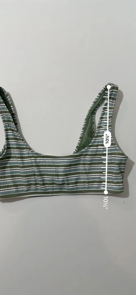 L.A. Hearts PacSun Ribbed Green Blue Striped Scoop Neck Bikini Top - Image 6