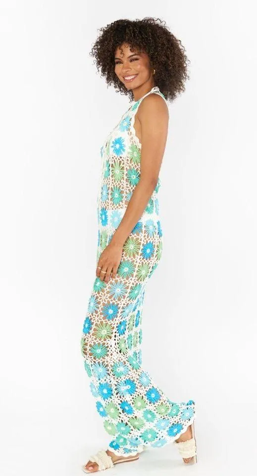 SHOW ME YOUR MUMU Vacay Tank Coverup In White Multi Floral Crochet - Image 2
