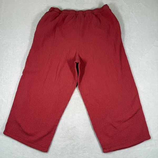 Nine West Jeans Red Cotton‎ Gauze Wide Leg Cropped Pants Large UDNWW3021-MRD - Image 10