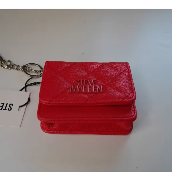 Steve Madden BWREN-U Russian Red Quilted Card Case Keychain Wallet NWT - Image 3