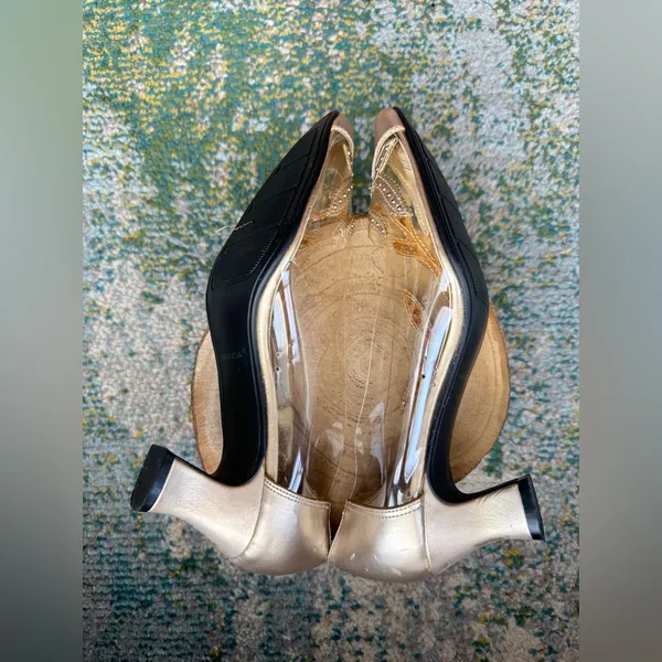 Vintage 90s Amanda clear gold floral formal bridal shoes, size 8 - Image 7