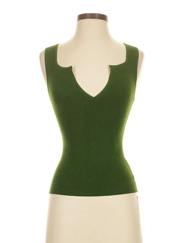 NWT Reformation Rylie in Grass Green Ribbed Cotton Sweater Tank S - Image 2