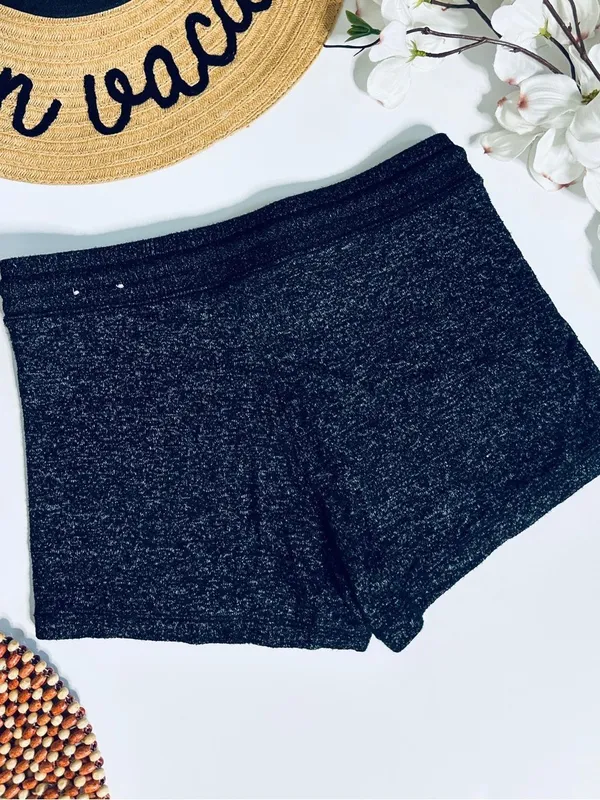American Eagle Amazingly Soft Knit Lounge Shorts Black Heather Drawstring Small - Image 4
