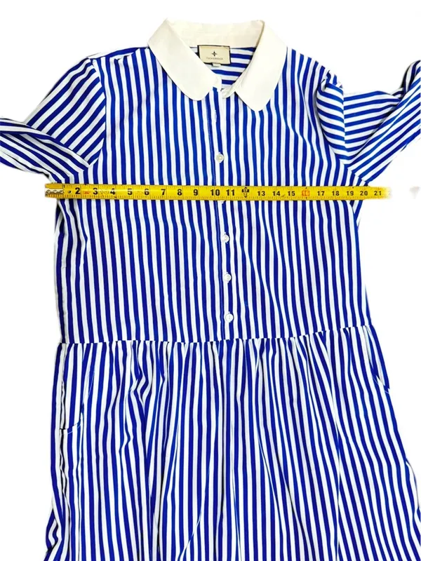Tuckernuck Blue and White Striped Button-Front Shirt Dress Size Medium - Image 12