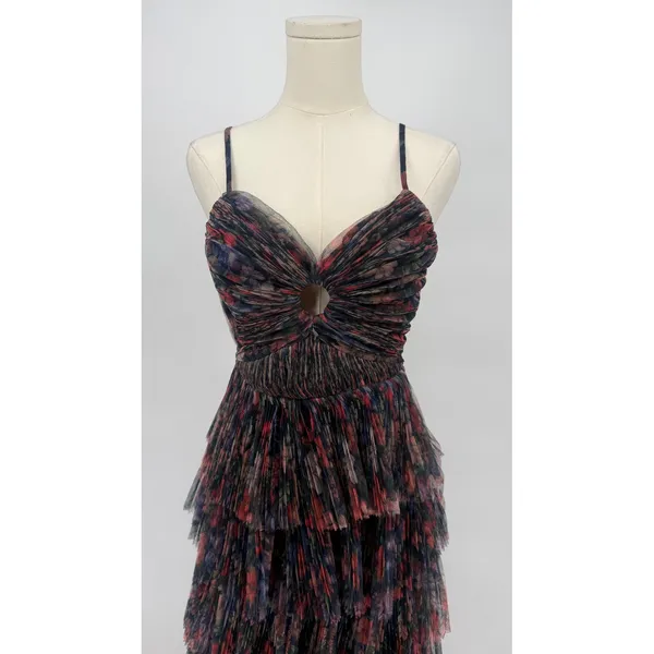 Hutch Rosey Floral Tiered Gown Navy Multi‎ Size 4 NWT - Image 6