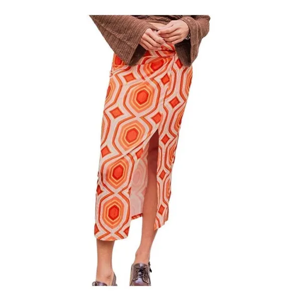 Nordstrom NWT Cider Mid Rise Geometric Twist Split Maxi Skirt Large - Image 9