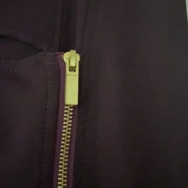 Nina Leonard NWT eggplant zipper‎ dress asymmetric large new plum gold - Image 3