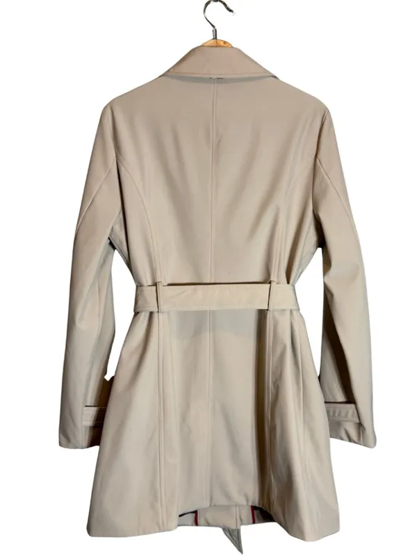 Tommy Hilfiger Belted Trench Coat Womens Medium Beige Lightweight Preppy Classic - Image 5