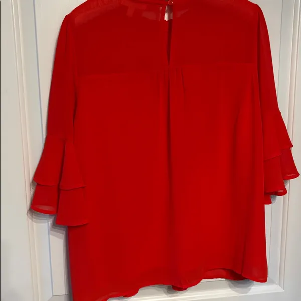 Monteau Vibrant Valentine’s Red Ruffle Sleeve Blouse - Image 7