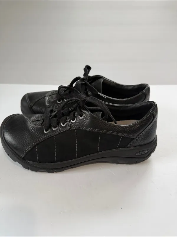 Keen Men's Black Leather Lace-Up Casual Sneakers - Image 2