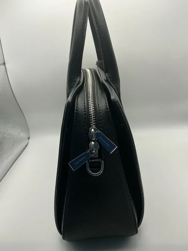 Michael Kors Tamaro Small Studded Satchel Black Silver Studs MK Charm - Image 2