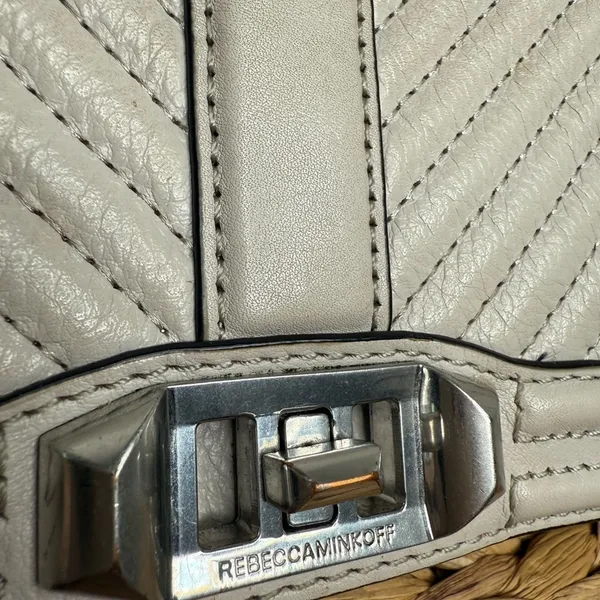 Rebecca Minkoff Purse Chevron Quilted Small Love Crossbody in Perla Pale Grey - Image 10