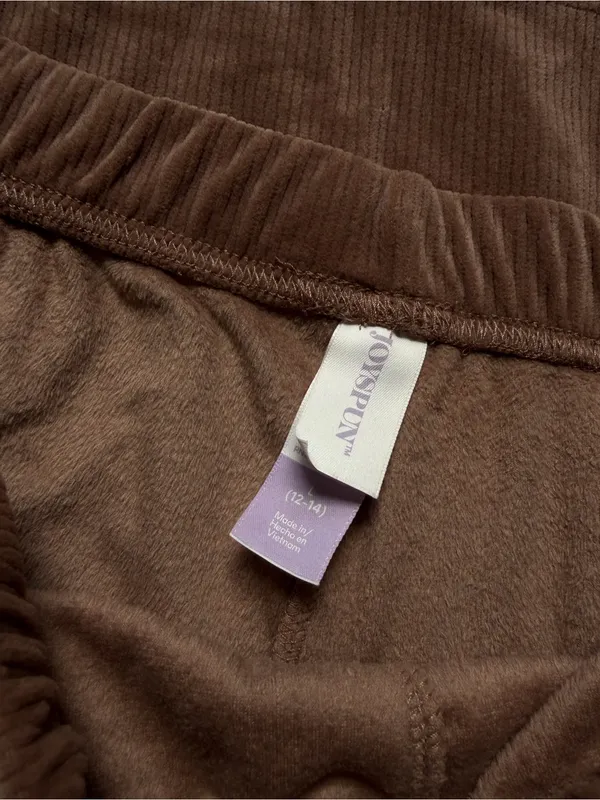 Brown Corduroy Elastic Waist Pants - Image 4