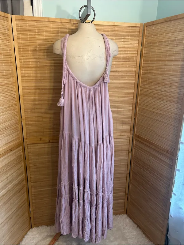 Free People Bare it All Lavender purple Maxi Dress boho hippie woman’s medium - Image 3