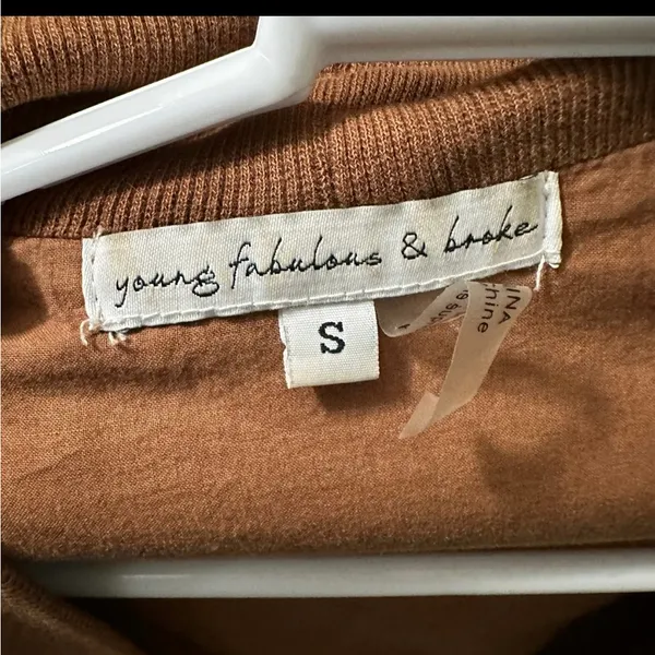 Young Fabulous and Broke The Fara Jacket Brown Cropped Bomber - Small - Image 4