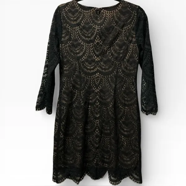 For‎ Love & Lemons Rosalita Black Lace Mini Dress Keyhole Cutout Sz Large - Image 4