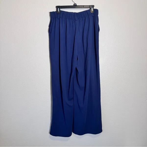 Halara Navy Blue Wide Leg Breezeful High Waisted Pants Womens L Pleated Preppy - Image 6