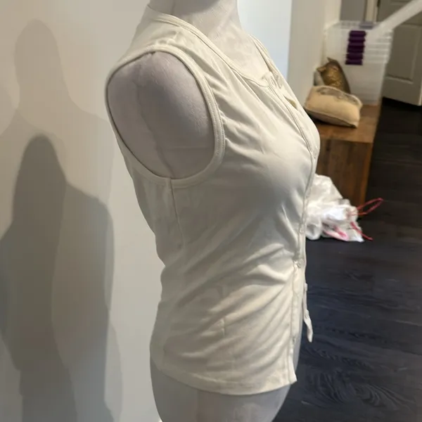 White Fox White Button Down Tank Top - Image 3