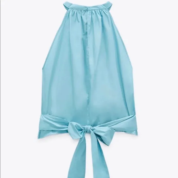 ZARA Light Blue Halter Neck Sleeveless Top - Image 2