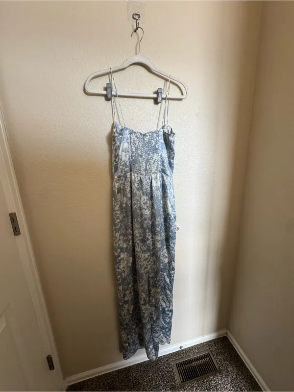 Reformation Frankie Floral Silk Maxi Dress Sz 6 Blue White Romantic Antique - Image 6