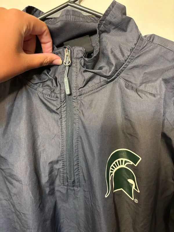 Michigan State Windbreaker Gray Size M - Image 3