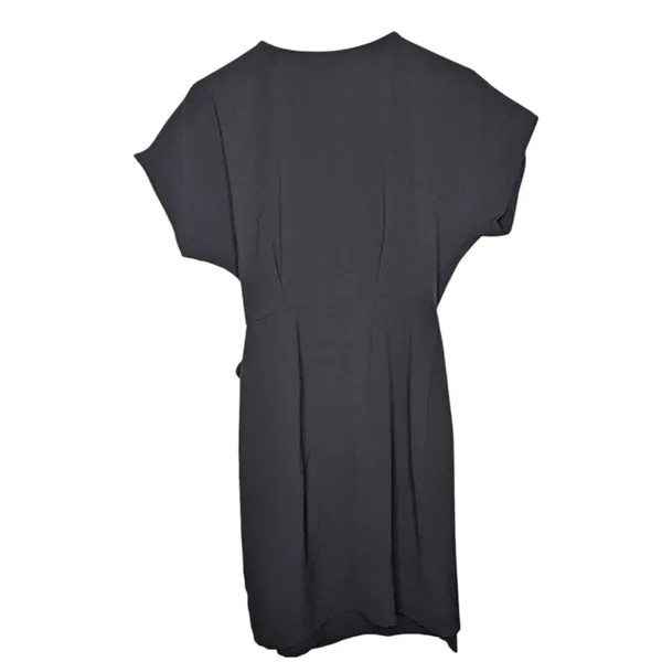Bobeau Black Wrap Dress Short Sleeve V-Neck Side Tie‎ Small Office Chic Classic - Image 2