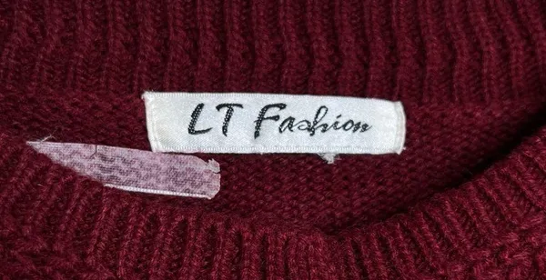 VTG Cardigan Sweater Maroon floral tonal embroidery Pearl bead details Grannycor - Image 5
