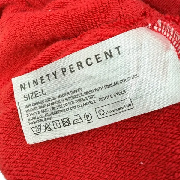 Ninety‎ Percent Organic Cotton Pullover Hoodie Red Relaxed Size Large - Image 11