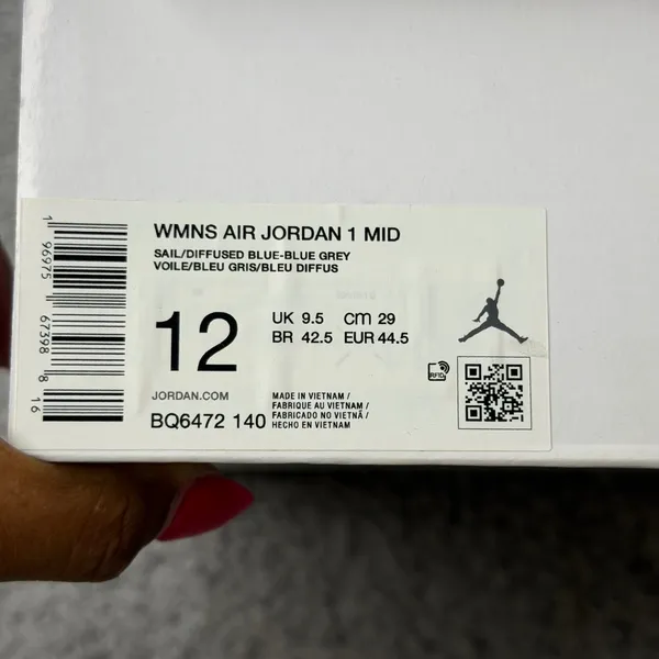 Jordan 1 Mid Sail Diffused Blue Grey BQ6472-140 Womens 12 Sneaker Mid Top - Image 8