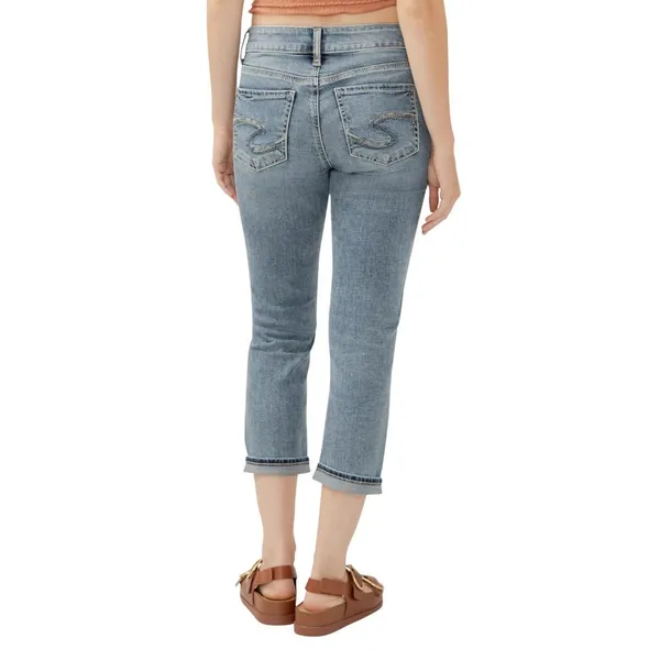 Silver Jeans Co. Mid Rise Curvy Fit Capri Jeans Luxe Stretch Indigo Blue 25x23 - Image 9