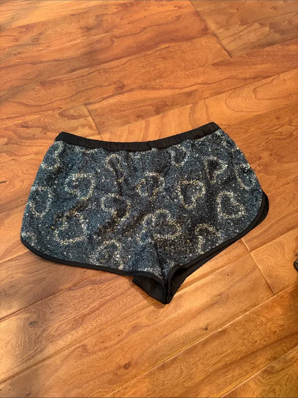 Victoria’s Secret Black Heart Cheetah Sequenced Mini Drawstring Shorts - Image 6