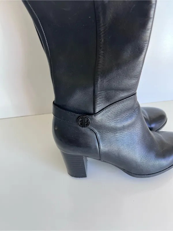 Giani Bernini Adonnys Leather Tall Boots Knee Length Black Size 6 - Image 2
