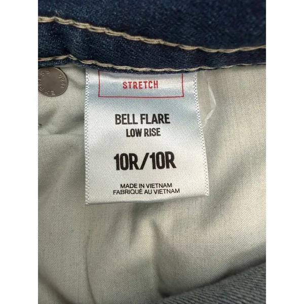 Express Bell Flare Low Rise Stretch Jeans Women's Size 10R Medium Wash Y2K Bootc - Image 6