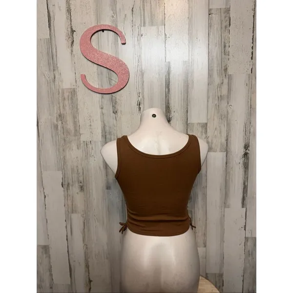Brown Ruched Side Tank Top – Size Small - Image 3