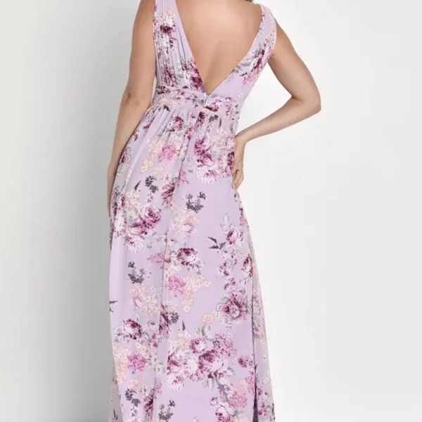 Lulu's Women Garden Meandering Maxi Dress Lavender Floral Very Good Condition M - Image 2