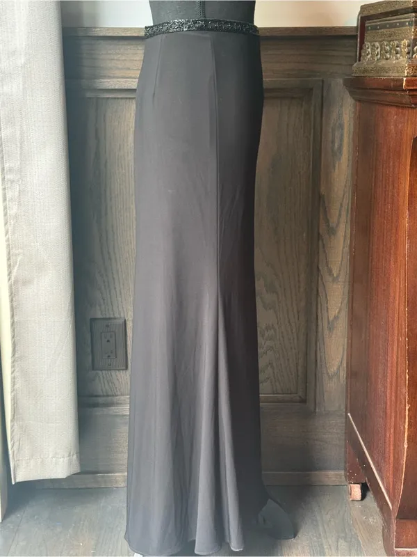 Sherri Hill Black Maxi Skirt with Beaded Waistband Sz 6 - Image 7