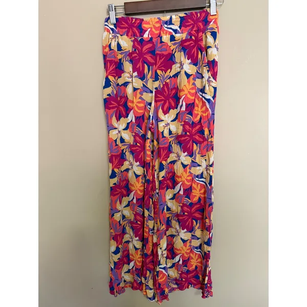 Rip Curl Womens S Tropical Floral Smocked High Waist Wide Leg Beach Pants Resort - Image 2