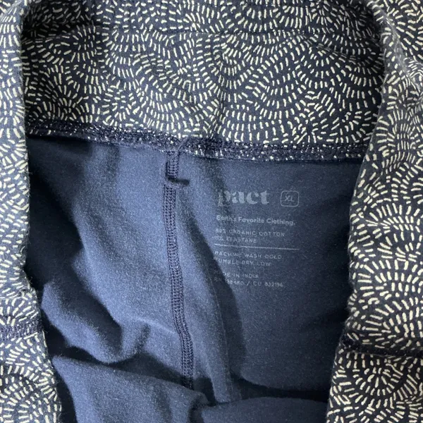Pact Organic Cotton Pocket Leggings Women XL Blue White Geometric High Rise Yoga - Image 2