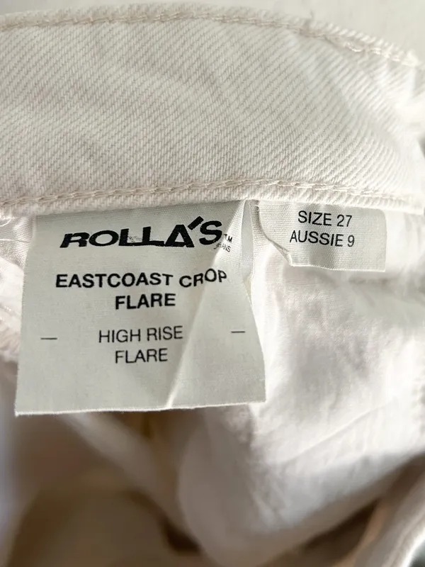 Rolla’s Eastcoast Crop Flare High Rise Salt Wash Sz 27 Off White - Image 7